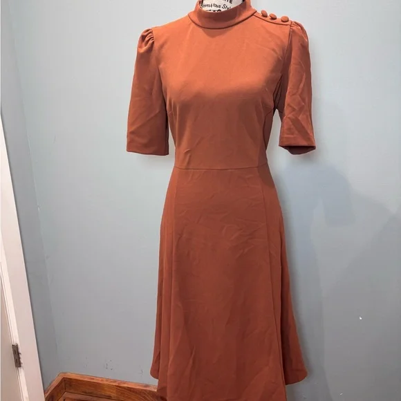 Chic Terracotta Midi Dress - Picture 2 of 6